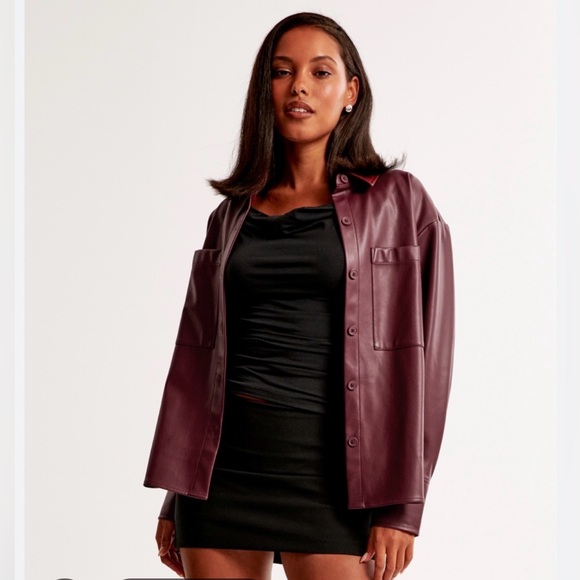 Abercrombie & Fitch Jackets & Blazers - NWT Abercrombie & Fitch Oversized Vegan Leather Shirt Jacket